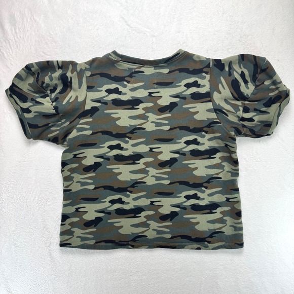 Velvet by Graham & Spencer Anthropologie Camo Puff Sleeve Sweatshirt Top Small - Picture 2 of 4